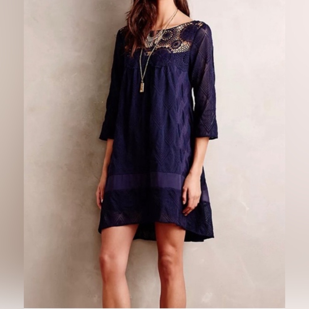 Anthropologie Holding Horses Augusta Lace Detail Crochet Dress.